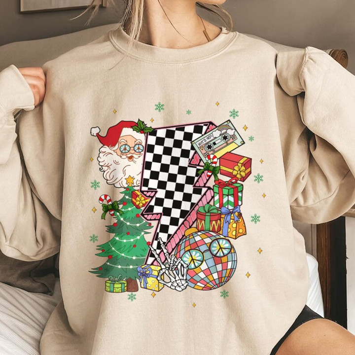 Retro Christmas Santa Lightning Sweater Shirt