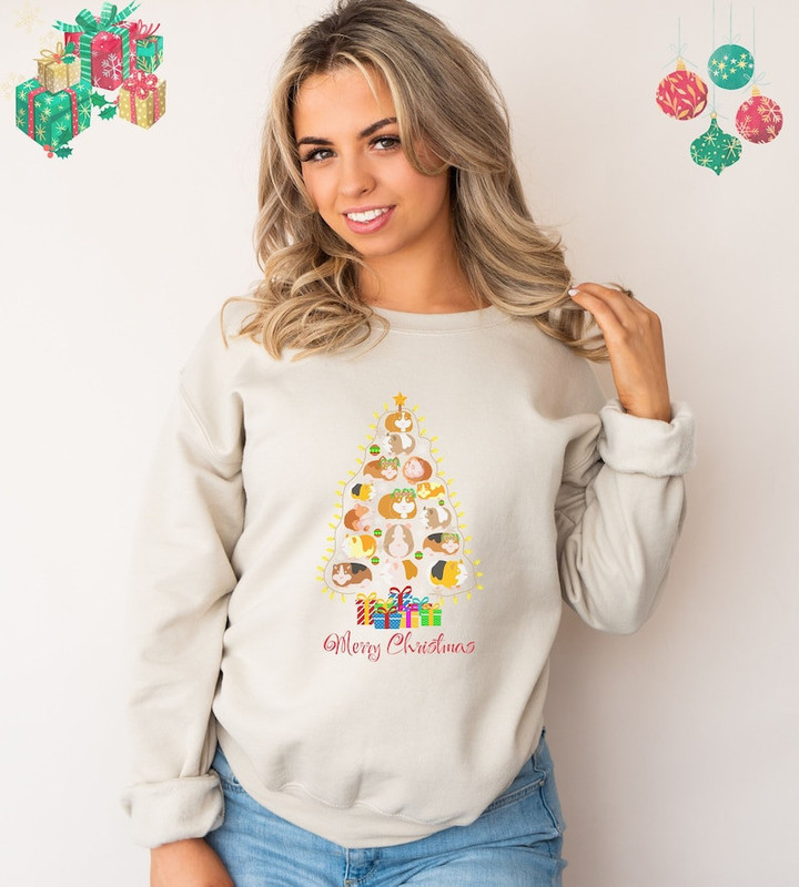 Cute Guinea Pig Christmas Tree Sweater Shirt