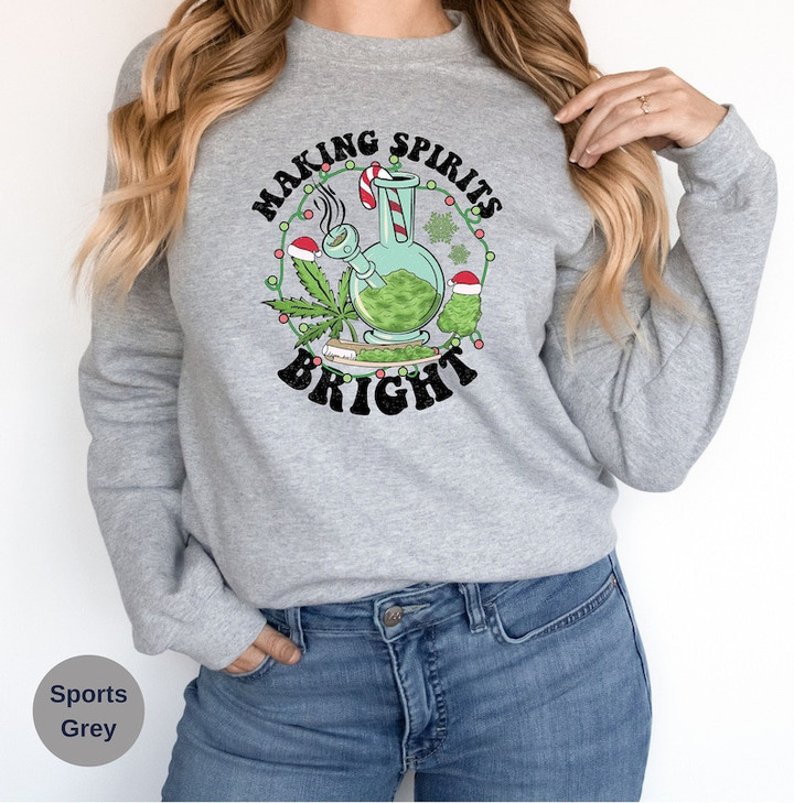 Making Spirits Bright Cannabis Christmas Sweater Shirt