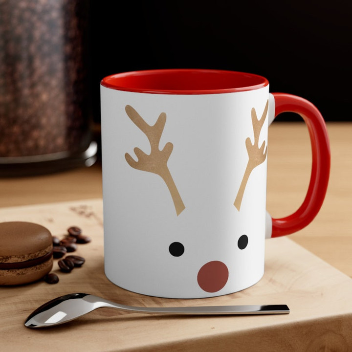Christmas Reindeer Accent Ceramic Mug