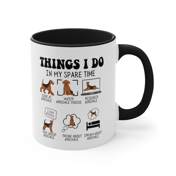 Things I Do In My Spare Time Airedale Accent Ceramic Mug