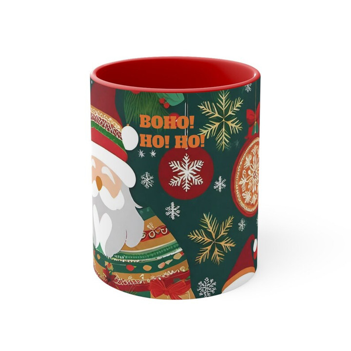 Christmas Boho Style Santa Claus Accent Ceramic Mug