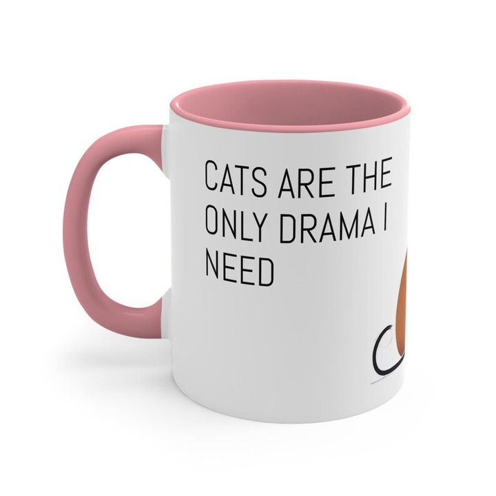 Cats Are The Only Drama I Need Accent Ceramic Mug