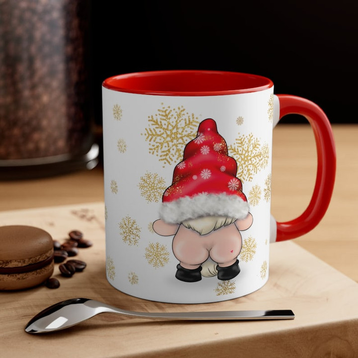 Christmas Cheeky Bum Santa Gnome Accent Ceramic Mug