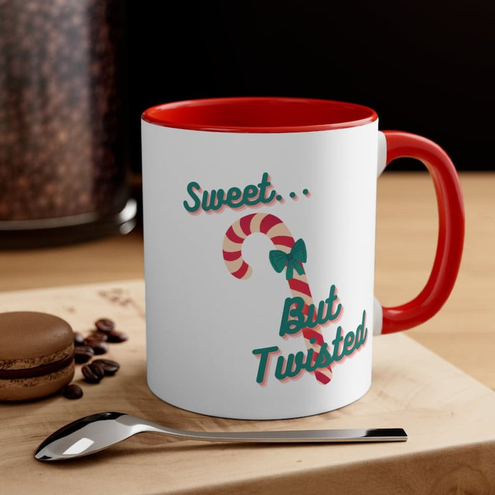 Sweet But Twisted Red and White Accent Ceramic Mug