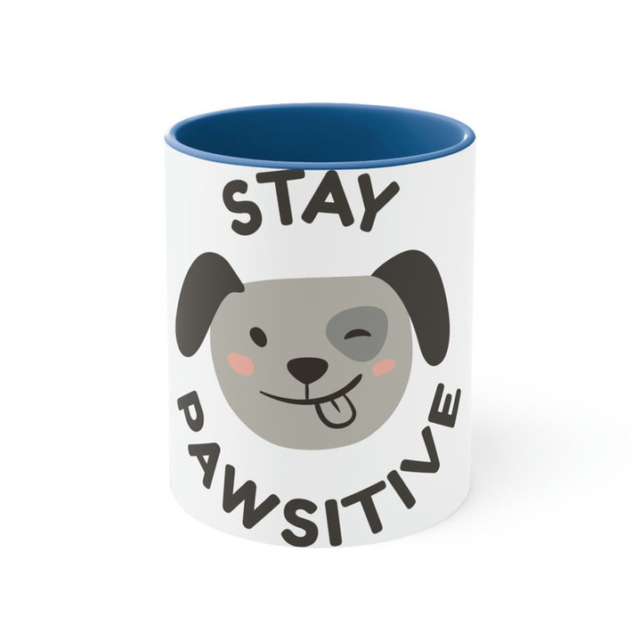 Stay Pawsitive Dog Accent Ceramic Mug