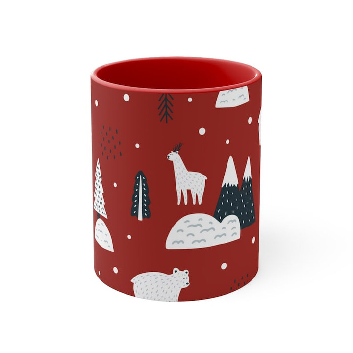 Christmas Bear And Deer Accent Ceramic Mug