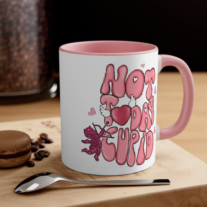 Funny Valentine Not Today Cupid Accent Ceramic Mug
