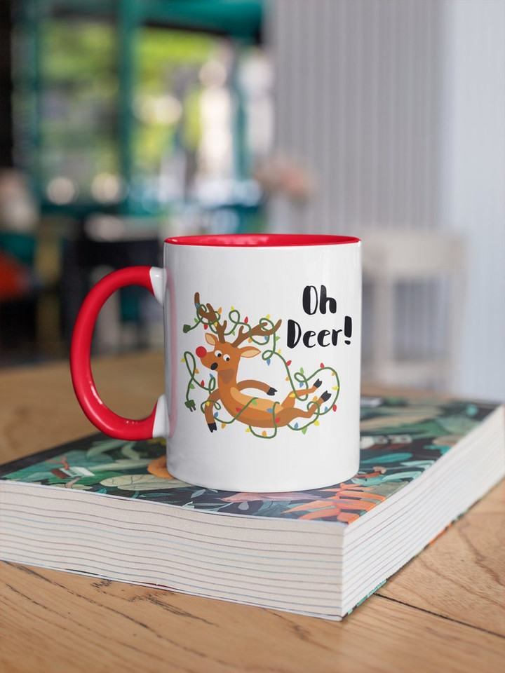 Oh Deer Cute Christmas Accent Ceramic Mug