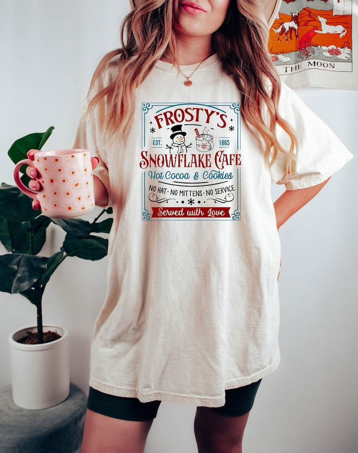 Frosty's Snowflake Cafe Christmas Printed Tshirt