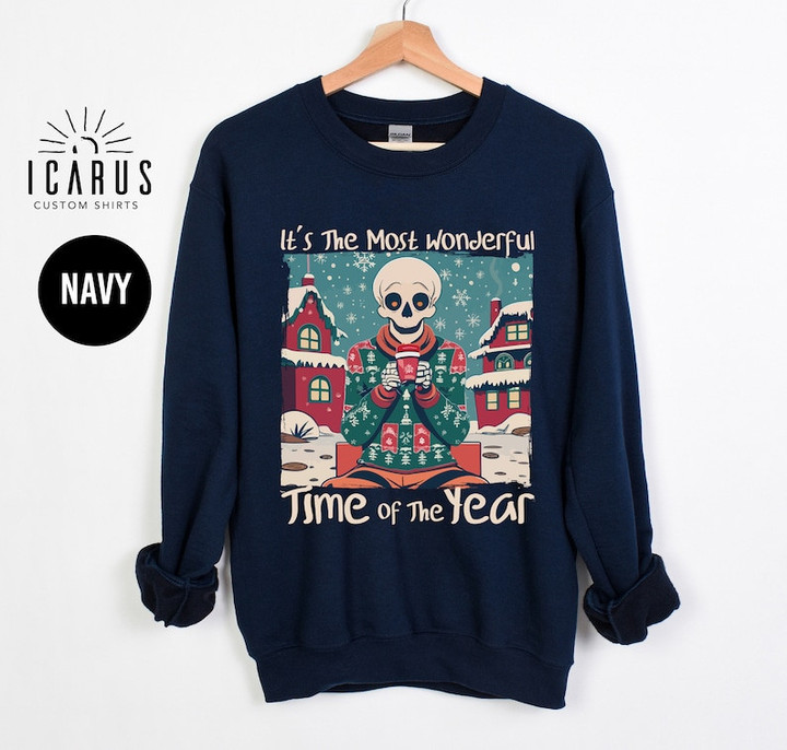 Most Wonderful Time Skeleton Christmas Sweater Shirt