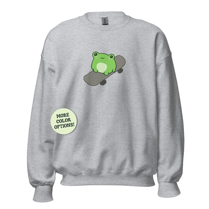 Cute Frog on Skateboard Sweater Shirt