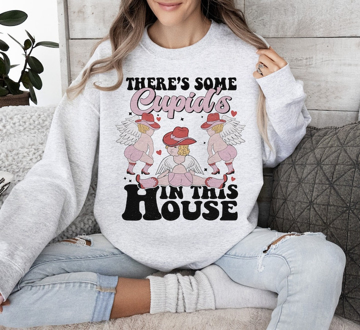 Cupids in This House Funny Valentine Printed Tshirt