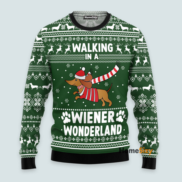 Dog Walking In A Wiener Wonderland - Christmas Gift For Adults - 3D Ugly Christmas Sweater QT309192