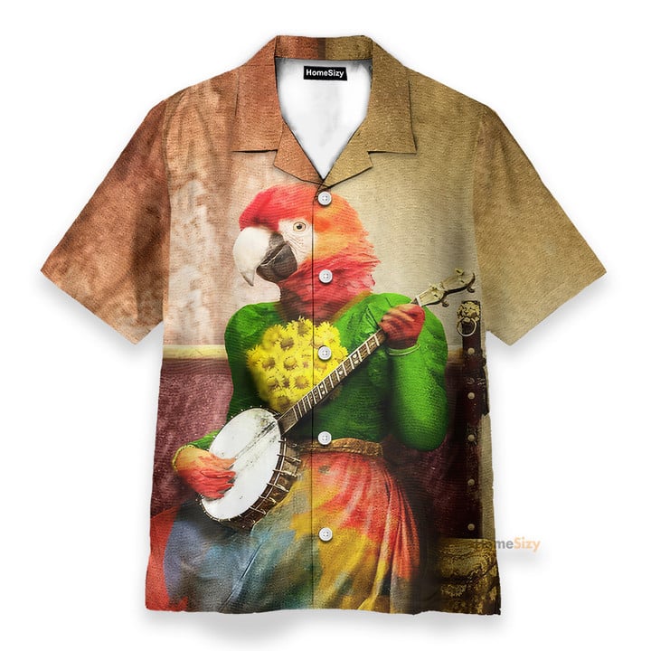 Homesizy Banjo Parrot Plucks A Pretty Tune Hawaiian Shirt