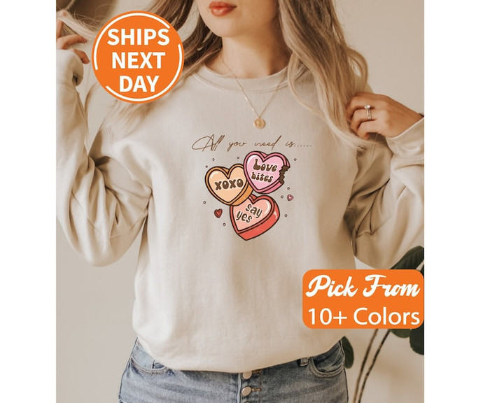 All You Need Is Love XOXO Valentine Printed Tshirt