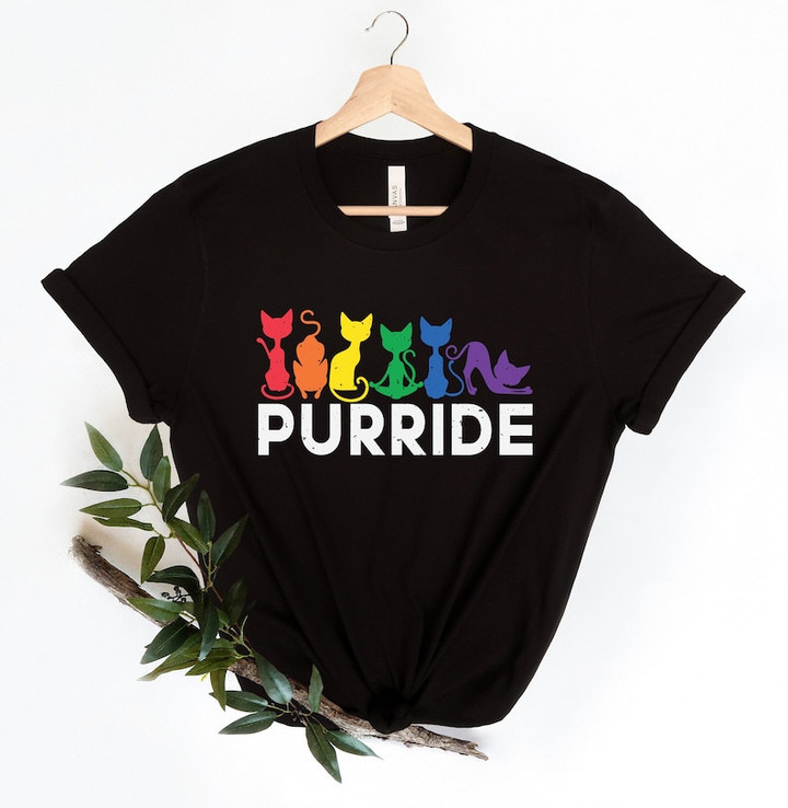 Rainbow Purride Cat LGBT Printed Tshirt