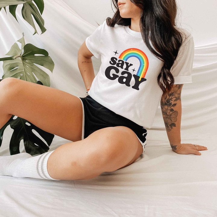 Say Gay Rainbow LGBT Printed Tshirt