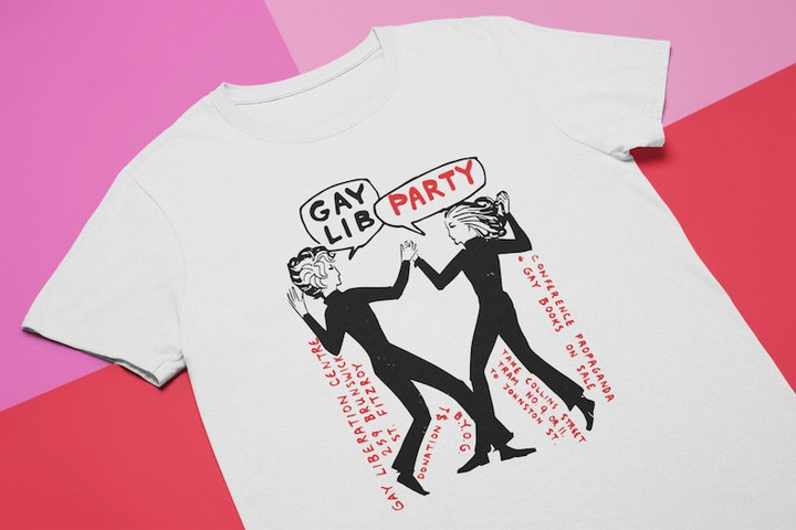 Gay Lib Party Vintage Poster Remix Queer World LGBT Printed Tshirt