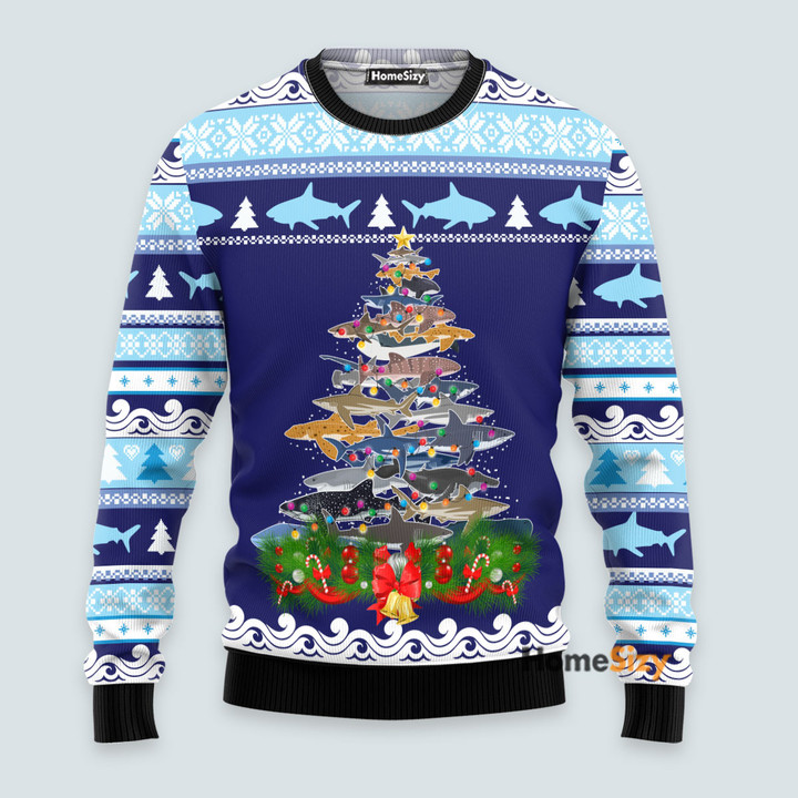 Shark Christmas Tree - Christmas Gift For Adults - 3D Ugly Christmas Sweater