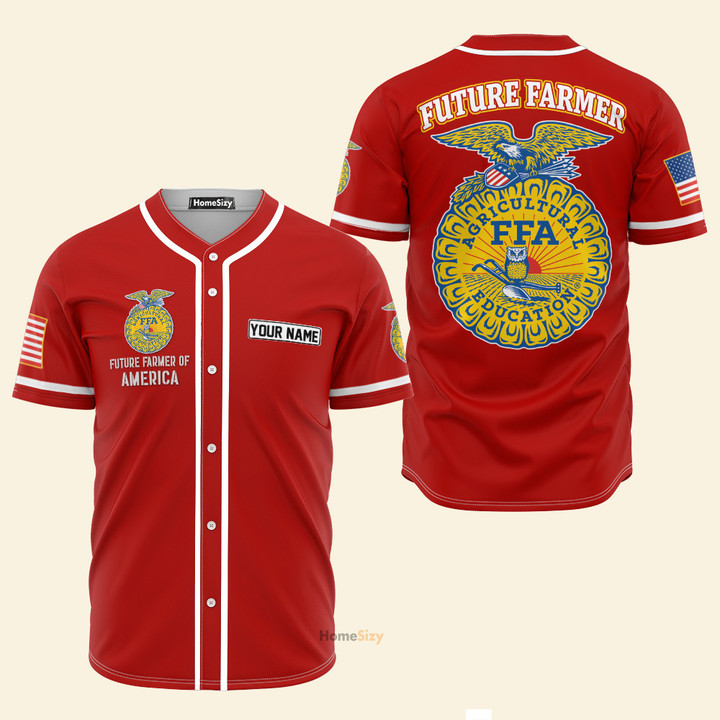 Custom Name Future Farmer of America Red - Personalized Baseball Jersey