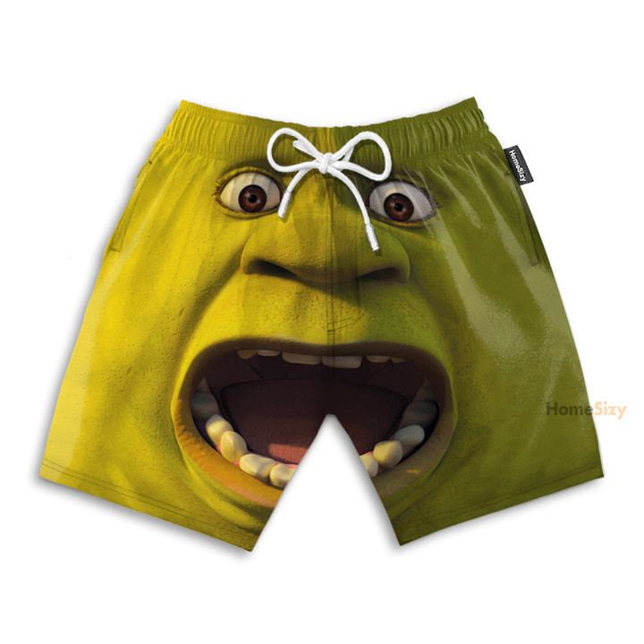 Homesizy Stop Staring At My Shrek Funny Cosplay Costume  Beach Shorts