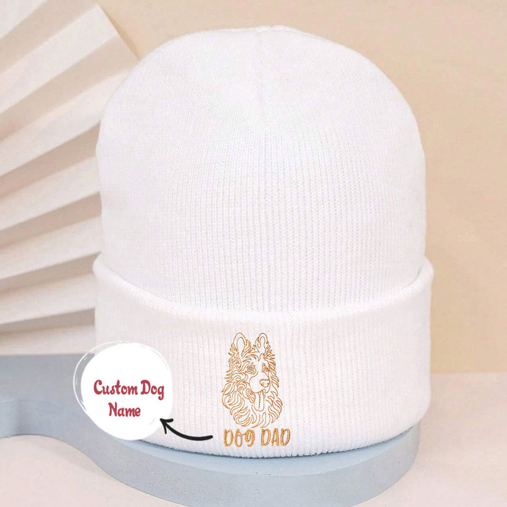 Personalized German Shepherd Dog Dad Embroidered Beanie, Custom Beanie with Dog Name, Gifts For German Shepherd Lovers