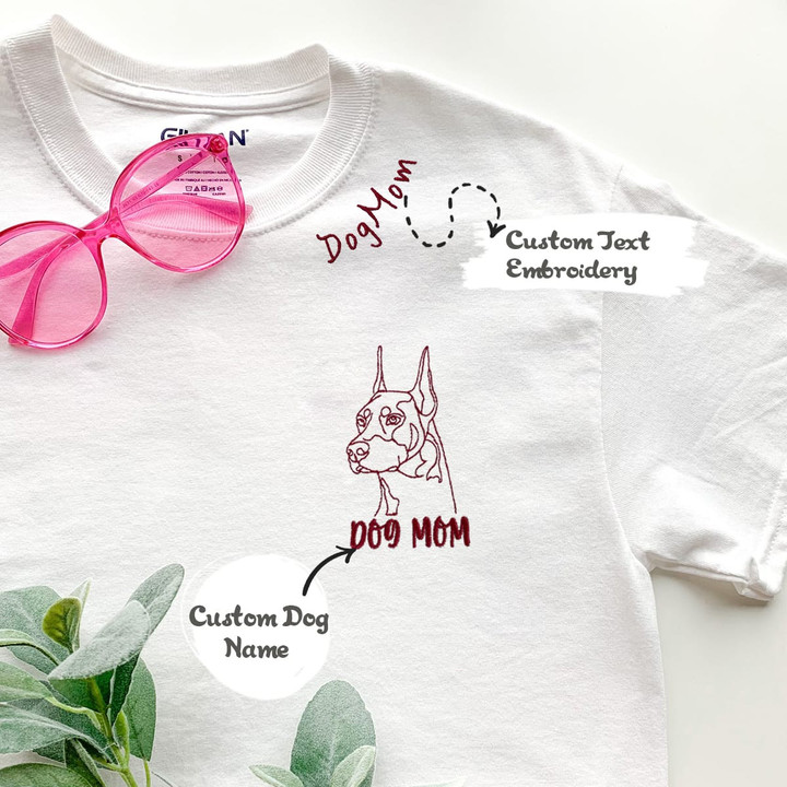 Personalized Doberman Dog Mom Embroidered Collar Shirt, Custom Shirt with Dog Name, Best Gifts For Doberman Lovers