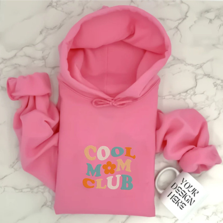 Embroidered Cool Mom Club Hoodie, Cool Mom with Flower Hoodie, Mother Day's Gift Ideas
