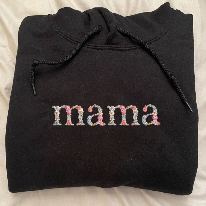 Personalised Embroidered Hoodies with Alphabet Floral Embroidery Letters, Best Gifts For Mom