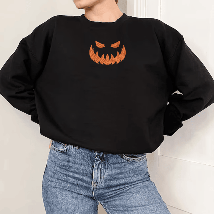 Jack O?Lantern Halloween Scary Sweatshirt, Hoodie Embroidered