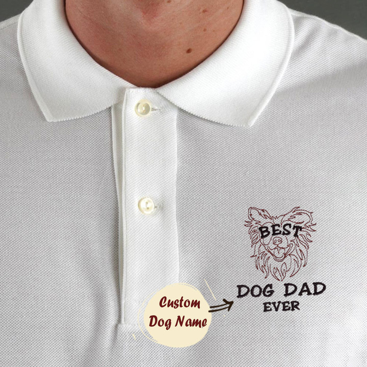Personalized Best Border Collie Dog Dad Ever Embroidered Polo Shirt, Custom Polo Shirt with Dog Name, Best Gifts For Boxer Lovers