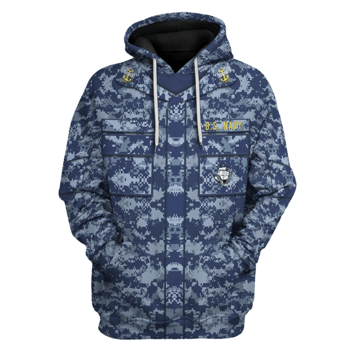 Personalized Rank and Branches United States Navy Working Uniform Type I Costume Hoodie Sweatshirt T-Shirt Tracksuit