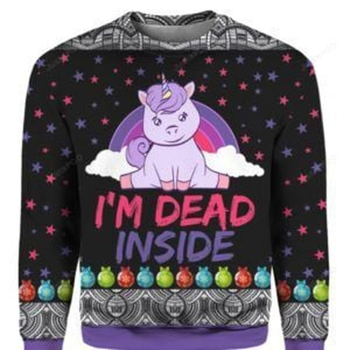 Unicorn Im Dead Inside Ugly Christmas Sweater
