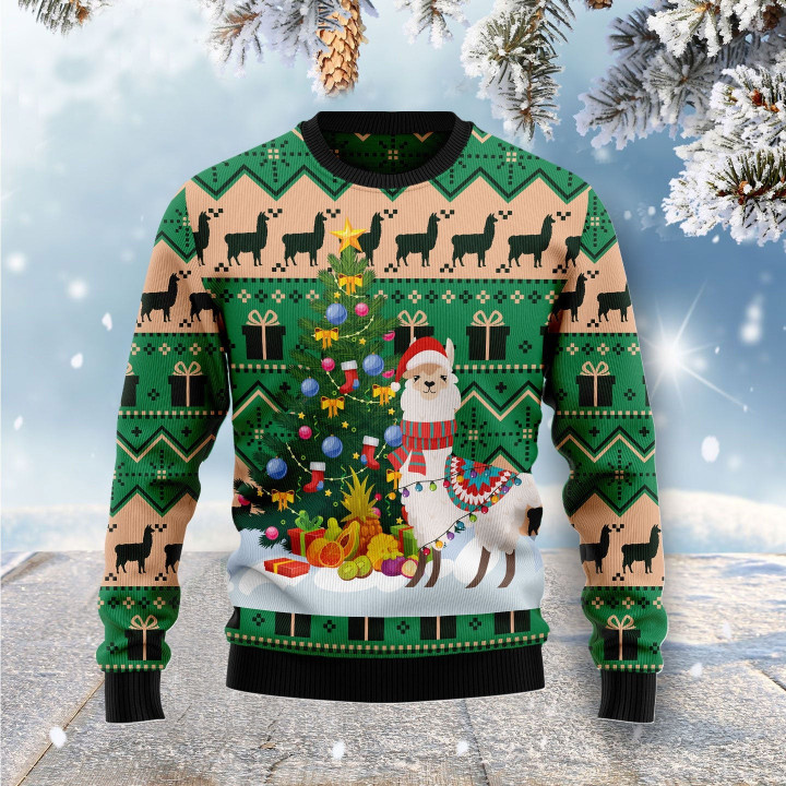 Christmas Tree Llama Ugly Sweater For Men And Women