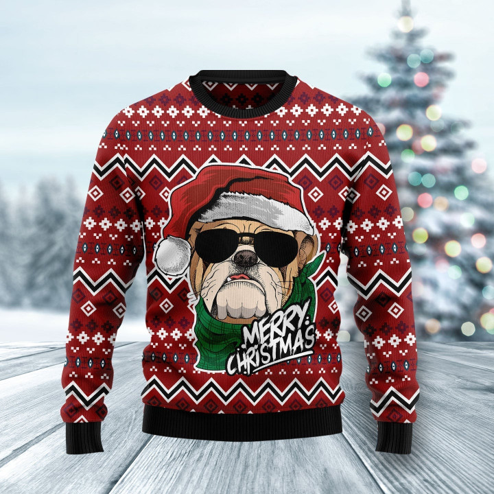Bulldog Merry Christmas Ugly Sweater For Men And Women