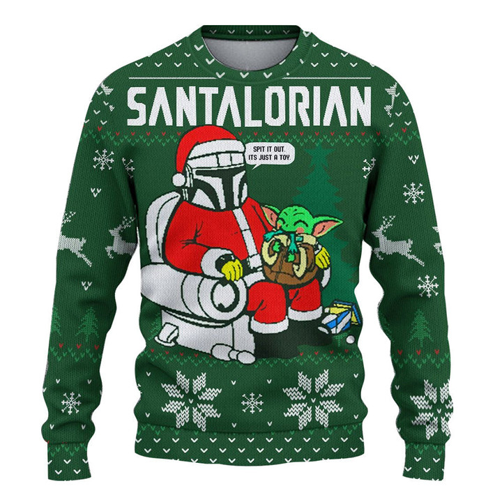 Funny The Santalorian Star Wars Ugly Christmas Sweaters