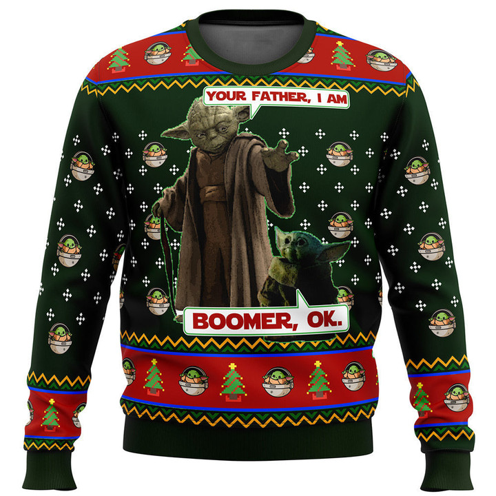 Baby Yoda Boomer Star Wars Ugly Christmas Sweaters