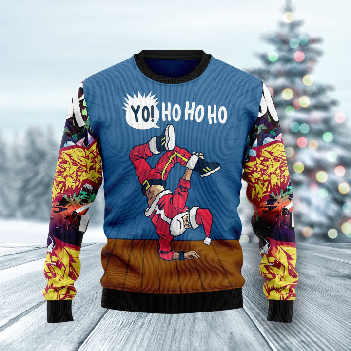 Hip-Hop Santa HZ120903 unisex womens & mens, couples matching, friends, funny family ugly christmas holiday sweater gifts (plus size available)