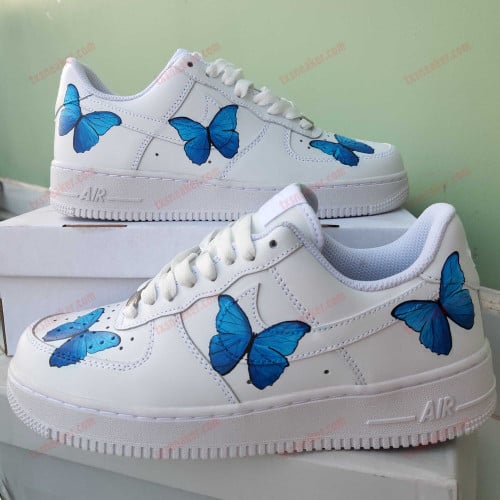 Three Blue Butterfly Custom Shoes