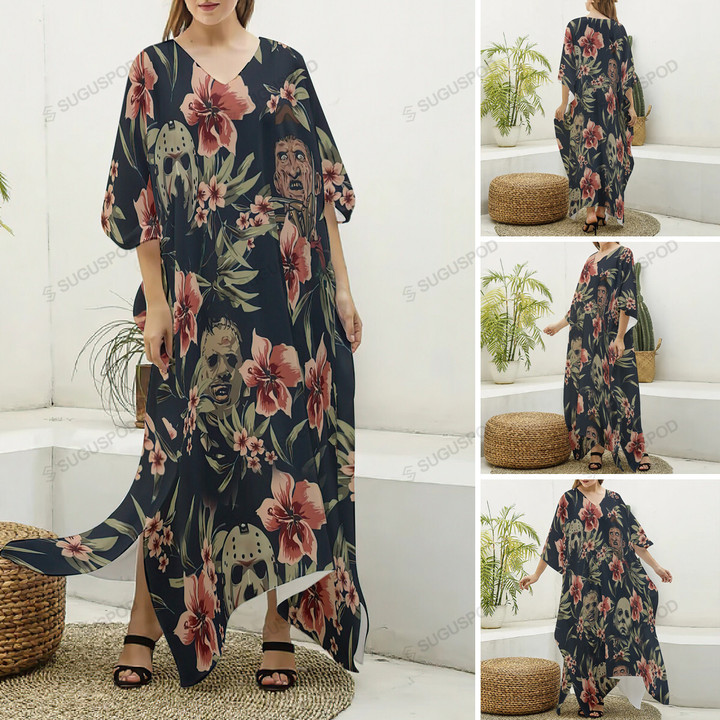 Horror Lover 1 Women's Imitation Silk V-neck Kaftan Robe