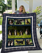 Bernese Mountain Dog Friends On The Green Grass Quilt Blanket Great Customized Blanket Gifts For Birthday Christmas Thanksgiving