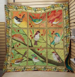 Old World Sparrow Birds On The Tree Quilt Blanket Great