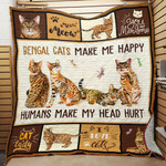 Bengal Cat Humans Make My Head Heart Quilt Blanket Great Customized Gifts For Birthday Christmas Thanksgiving