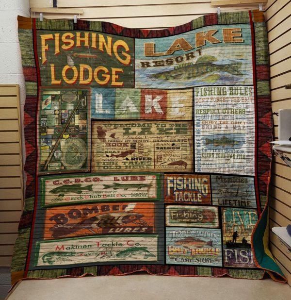 Fishing Lodge Quilt Blanket Great Customized Gifts For Birthday Christmas Thanksgiving Perfect Gifts For Fishing Lover