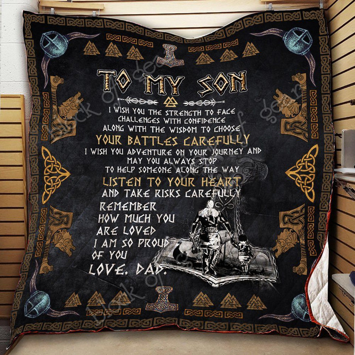 To My Son Viking Quilt Blanket