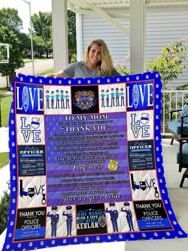 Personalized Police To My Mom From Son For All The Special Little Things You Do Quilt Blanket Great Customized Gifts For Birthday Christmas Mothers Day Thanksgiving Perfect Gifts For Police