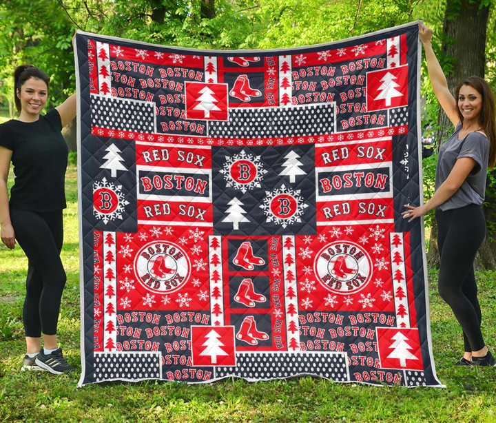 Boston Red Sox Christmas Quilt Blanket