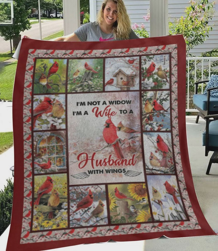 Christmas Cardinal Im Not A Widow Im A Wife To A Husband With Wings Quilt Blanket Great Customized Blanket Gifts For Birthday Christmas Thanksgiving