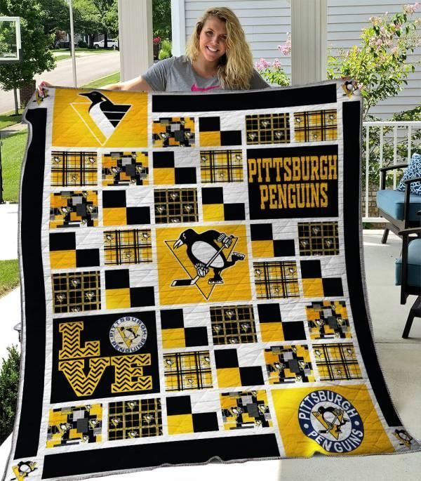 Pittsburgh Penguins Play Ice Hockey On The Field Quilt Blanket Great Customized Blanket Gifts For Birthday Christmas Thanksgiving